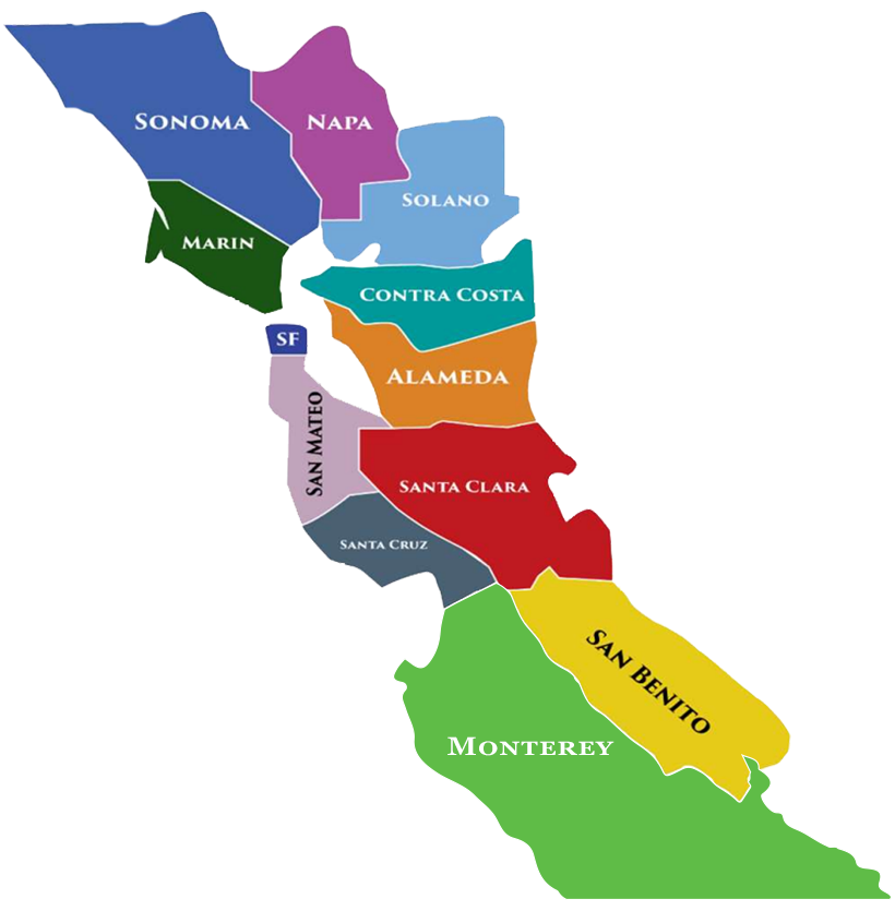 Bar Area Region County Map